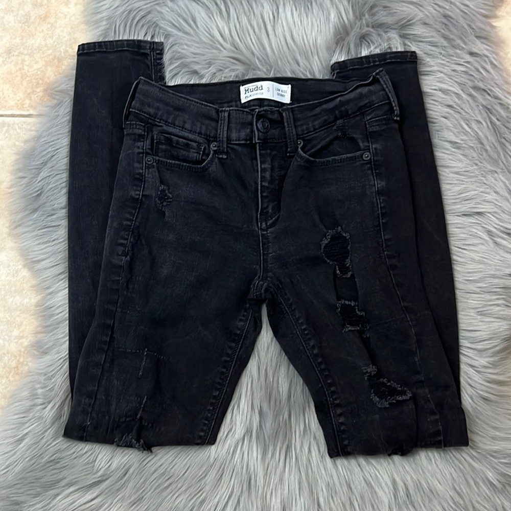 EUC Mudd Low Rise Skinny Distressed Jeans sz 3 - Picture 1 of 5